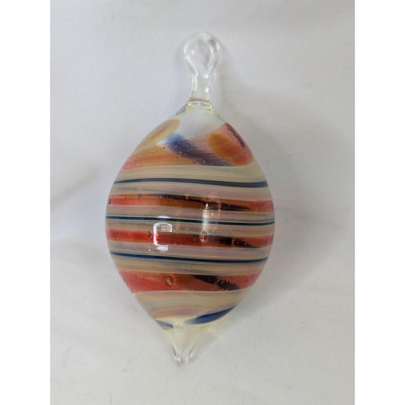 Other - Hand Blown Glass Ornament Stripes‎ 4 Inch